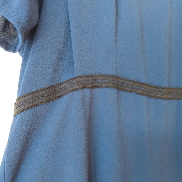 Amish Mennonite Cape Dress 40"B 32"W Blue with Black Lace Modest - Picture 6 of 10